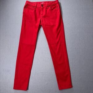 Ann Taylor Red Sz 2 Modern Skinny Jeans 8" Rise Punk Rocker Retro Bold Classic